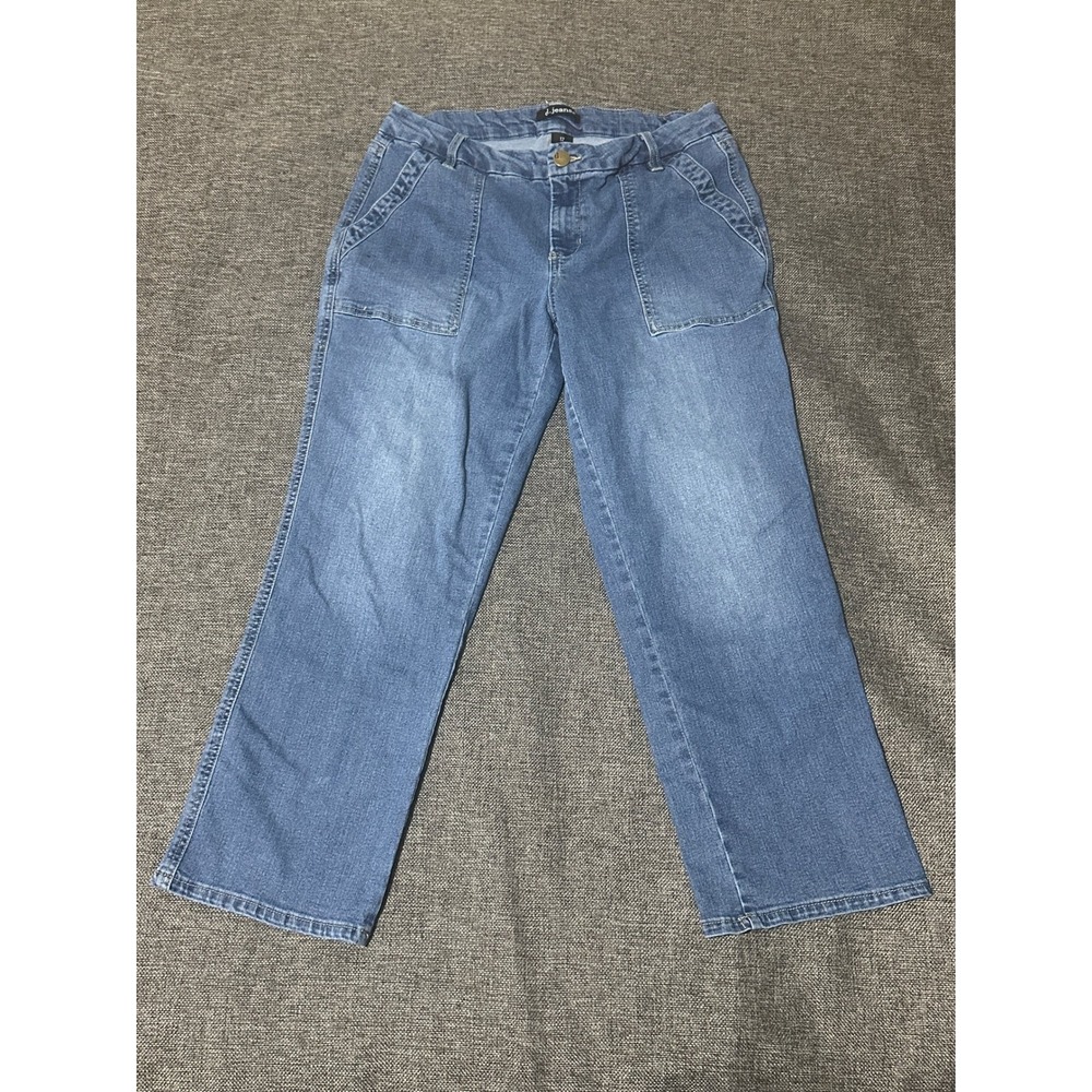 D.jeans Women's 12 Jeans Blue Denim Straight Leg‎ Mid Rise Stretch Front Pockets